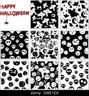 Collection of halloween seamless patterns Stock Vector