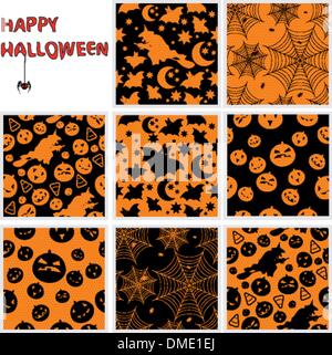 Collection of halloween seamless patterns Stock Vector