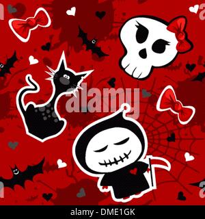 Funny halloween characters seamless pattern Stock Vector