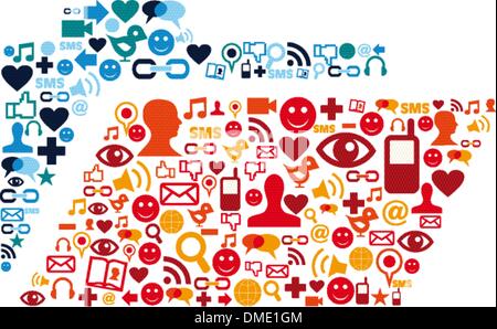 Social media icons set folder composition Stock Vector
