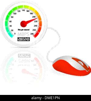 Computer mouse connected to a speedometer Stock Vector