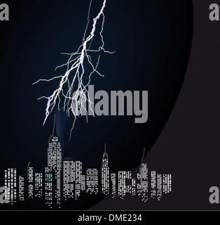 Thunderstorm in the city Stock Vector