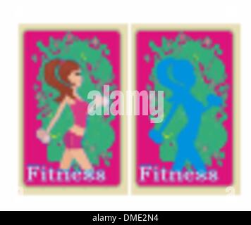 Abstract fitness girl training - poster background Stock Vector