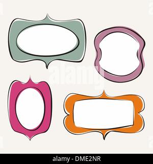 Set of vector doodle, hand drawn colorful frames Stock Vector