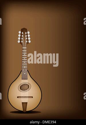 A Beautiful Antique Mandolin on Dark Brown Background Stock Vector