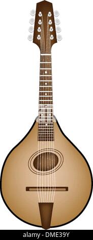 A Beautiful Antique Mandolin on White Background Stock Vector