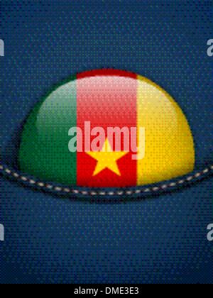 Cameroon Flag Button in Jeans Pocket Stock Vector