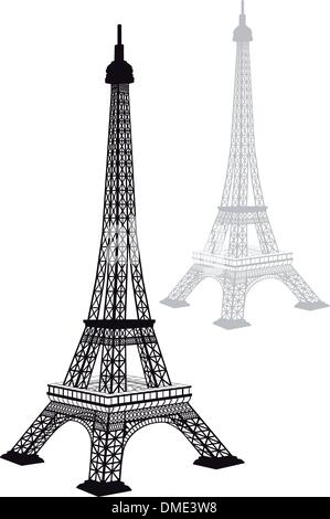 Eiffel tower silhouette, vector Stock Vector