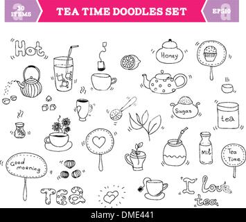 Tea doodle vector elements Stock Vector