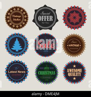 Collection of vintage round badges Stock Vector