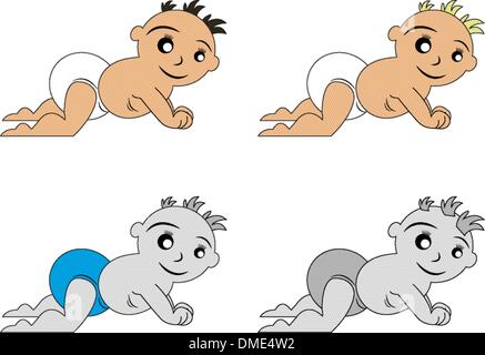 Baby boy crawling cartoon Stock Vector