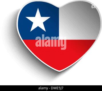 Chile Flag Heart Paper Sticker Stock Vector