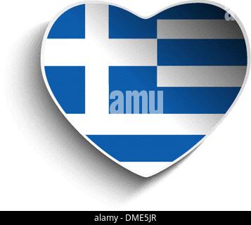 Greece Flag Heart Paper Sticker Stock Vector