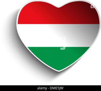 Hungary Flag Heart Paper Sticker Stock Vector