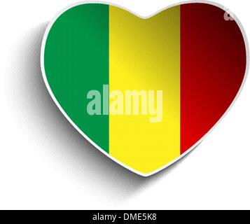 Mali Flag Heart Paper Sticker Stock Vector