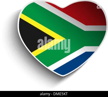 South Africa Flag Heart Paper Sticker Stock Vector