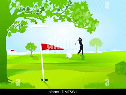 Golfers on the course Stock Vector