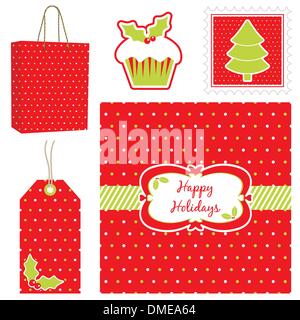 polka dot christmas set Stock Vector