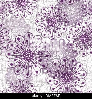 Grunge seamless pattern with flowers Stock Vector