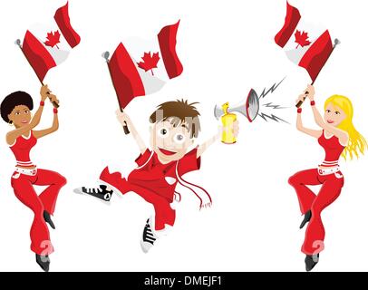 Canada Sport Fan with Flag and Horn Stock Vector