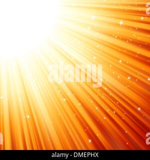 Snowflakes and stars on golden light. EPS 8 Stock Vector