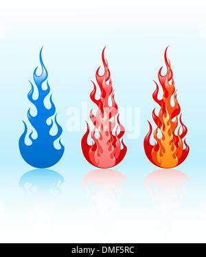 Vector set of glossy flames Stock Vector