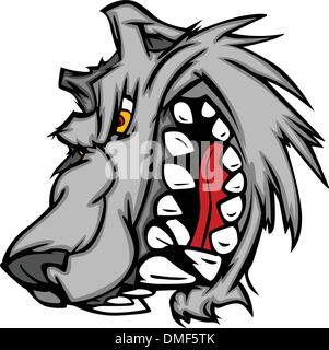 Wolf Mascot Vector Cartoon with Snarling Face Stock Vector