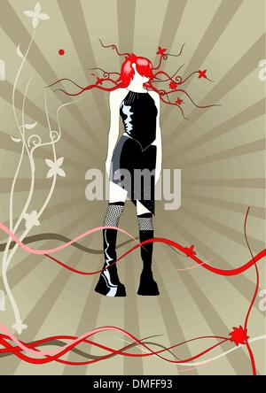 Vector illustration of a girl with ribbon Stock Vector