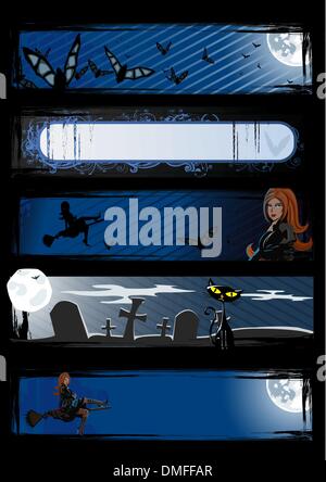 Set of vector Halloween banners Stock Vector