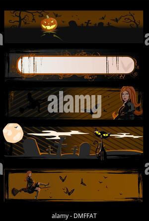 Set of vector Halloween banners Stock Vector