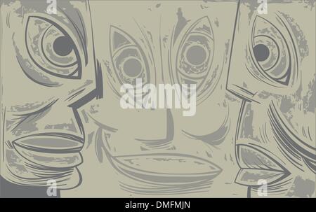 Three sad tired faces Stock Vector