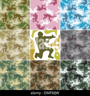 Camouflage set. Spots in the shape of men with weapons Stock Vector