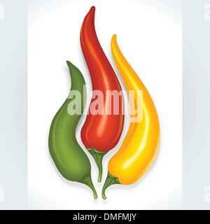Hot chili pepper in the shape of fire sign Stock Vector