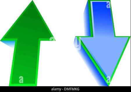 Set of 4 vector blue glossy arrows Stock Vector