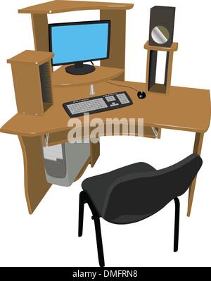Modern personal computer on a table Stock Vector