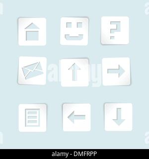 Set of paper icons on blue background Stock Vector