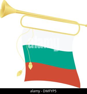 Vector illustration bugle with a flag Bulgaria Stock Vector