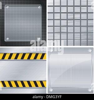 Collection of vector illustrations of metal plates Stock Vector