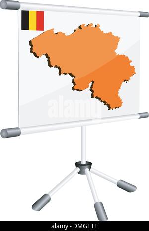 Vector display with a silhouette map of Belgium Stock Vector