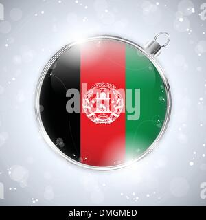 Merry Christmas Silver Ball with Flag Afghanistan Stock Vector