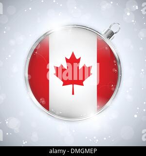 Merry Christmas Silver Ball with Flag Canada Stock Vector