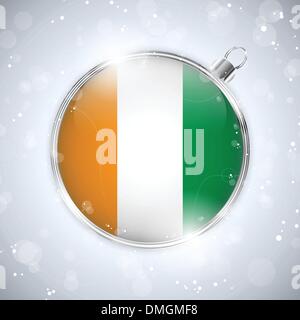 Merry Christmas Silver Ball with Flag Ireland Stock Vector