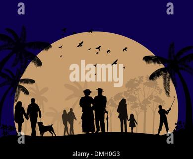 People walking in urban park flat style vector illustration Stock ...