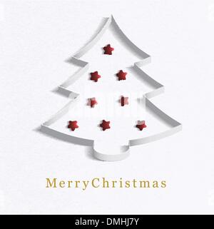 White 3d paper christmas tree on green background. RGB EPS 10 vector ...