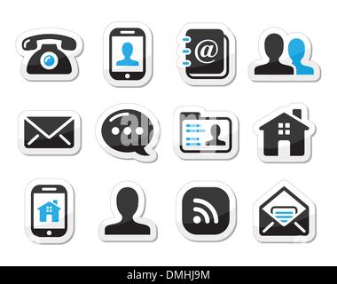 Contact icons set as labels - mobile, user, email, smartphone Stock Vector