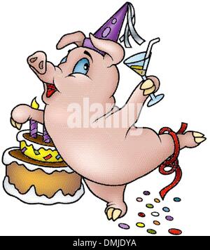 Piglet And Birthday Stock Vector