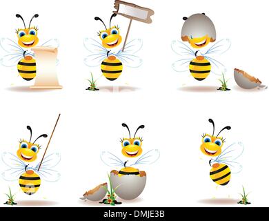 cute bee cartoon collection Stock Vector