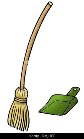 Broom And Scoop Stock Vector