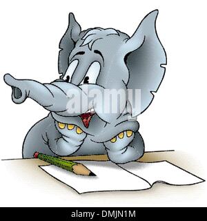 Elephant Writing Stock Vector