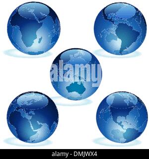 Blue Glass Earth Collection Stock Vector
